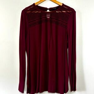 George L Lace Bib Burgundy Long Sleeve